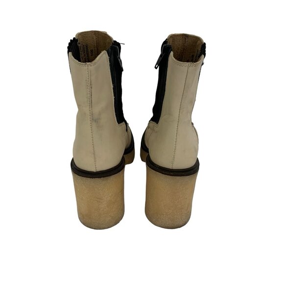 Free People Boots 36.5 Tan Ankle Leather Block Heel Boho Festival - Picture 5 of 12